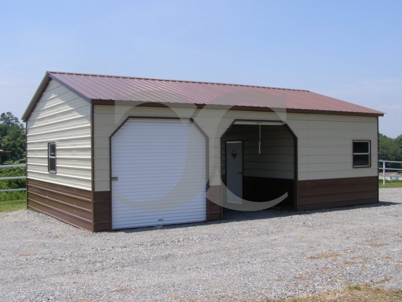 Steel Garage | Vertical Roof | 24W x 41L x 9H | Workshop